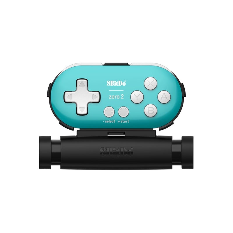 8Bitdo جهاز تحكم بلوتوث صغير بحجم سلسلة مفاتيح Zero 2 مع مشبك موبايل لجهاز سويتش، ويندوز، أندرويد (إصدار تركواز) - Image 1